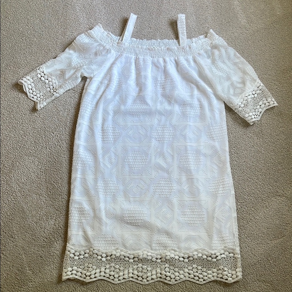 Tribal White Lace Off-Shoulder Dress